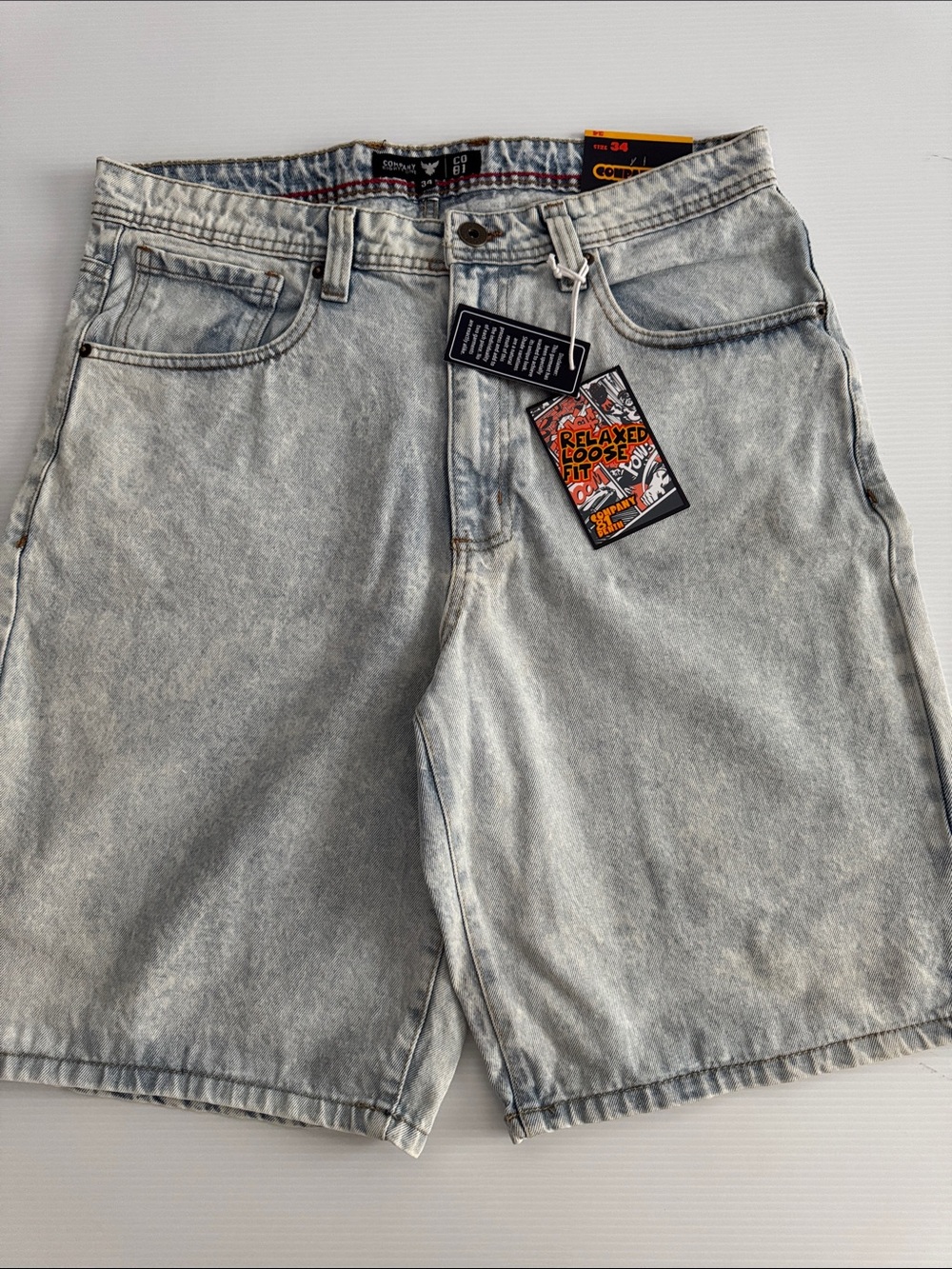 Relaxed Acid-Wash Light Gray Men's Jean Shorts